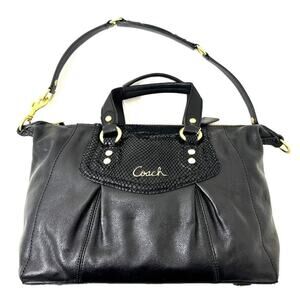 Coach Ashley Black Python Leather Satchel Purse
